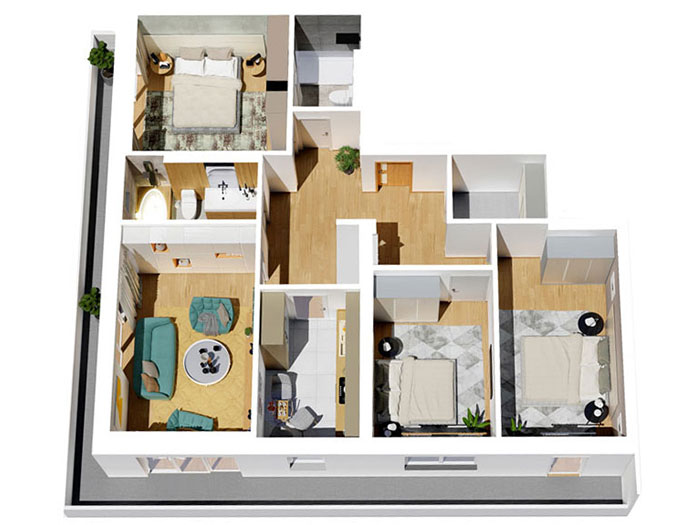 2 – 2 amenajari interioare apartamente – 3 dormitoare 7