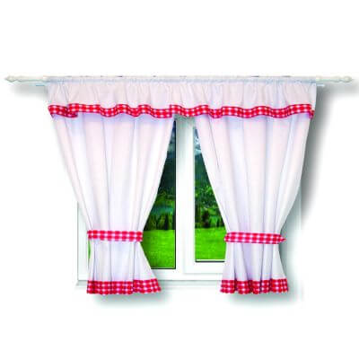 6. Perdea Bavaria rosu de la Homelux pentru bucatarie