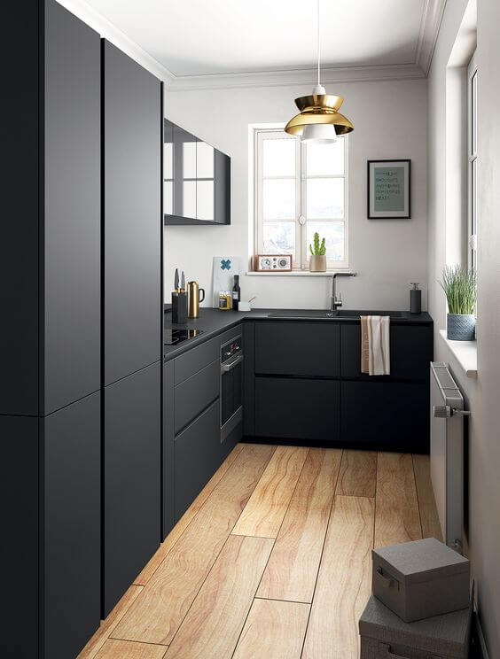 mobila de bucatarie de culoare neagra 1