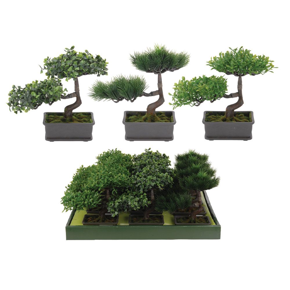 PLANTA DECOR BONSAI, 24X19X23 CM, VERDE/GRI/MARO, DISPONIBILA IN 3 VARIANTE