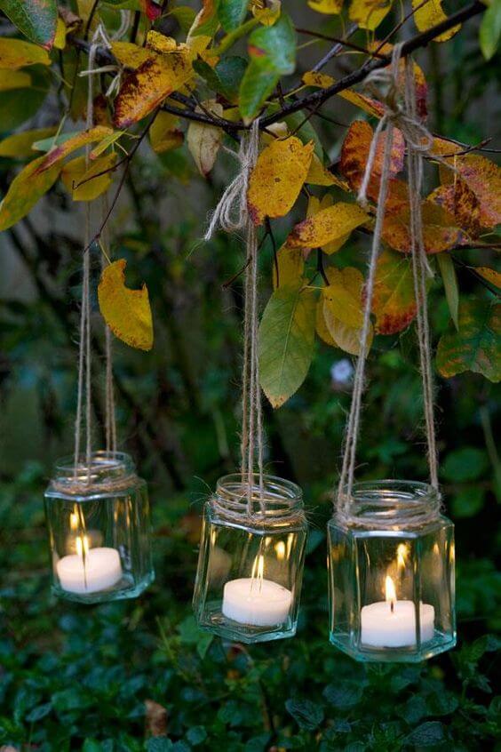 iluminare terasa cu borcane hand made