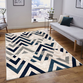 covor geometric auriu albastru