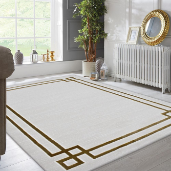 covor geometric alb auriu